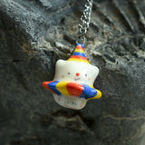 Porcelain Clown Cat Necklace