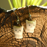 Porcelain Cat Earrings - White