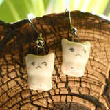 Porcelain Cat Earrings - White