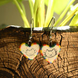 Multicolor Cat Heart Earrings