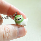 White Frog-Cat Porcelain Necklace