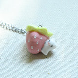Cat on a Strawberry Necklace