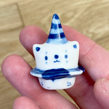 Mini Porcelain Figure - Blue Clown Cat