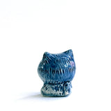 Mini Porcelain Figure - Blue Textured Cat