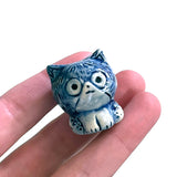 Mini Porcelain Figure - Blue Textured Cat