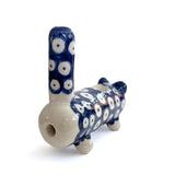 Ceramic Cat Pipe - Blue Spot (Seconds)