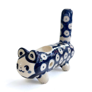 Ceramic Cat Pipe - Blue Spot (Seconds)