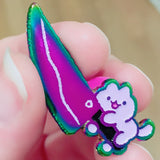 Knife Cat Pin - Rainbow