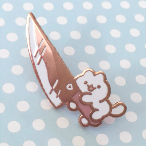 Knife Cat Pin - Rose Gold
